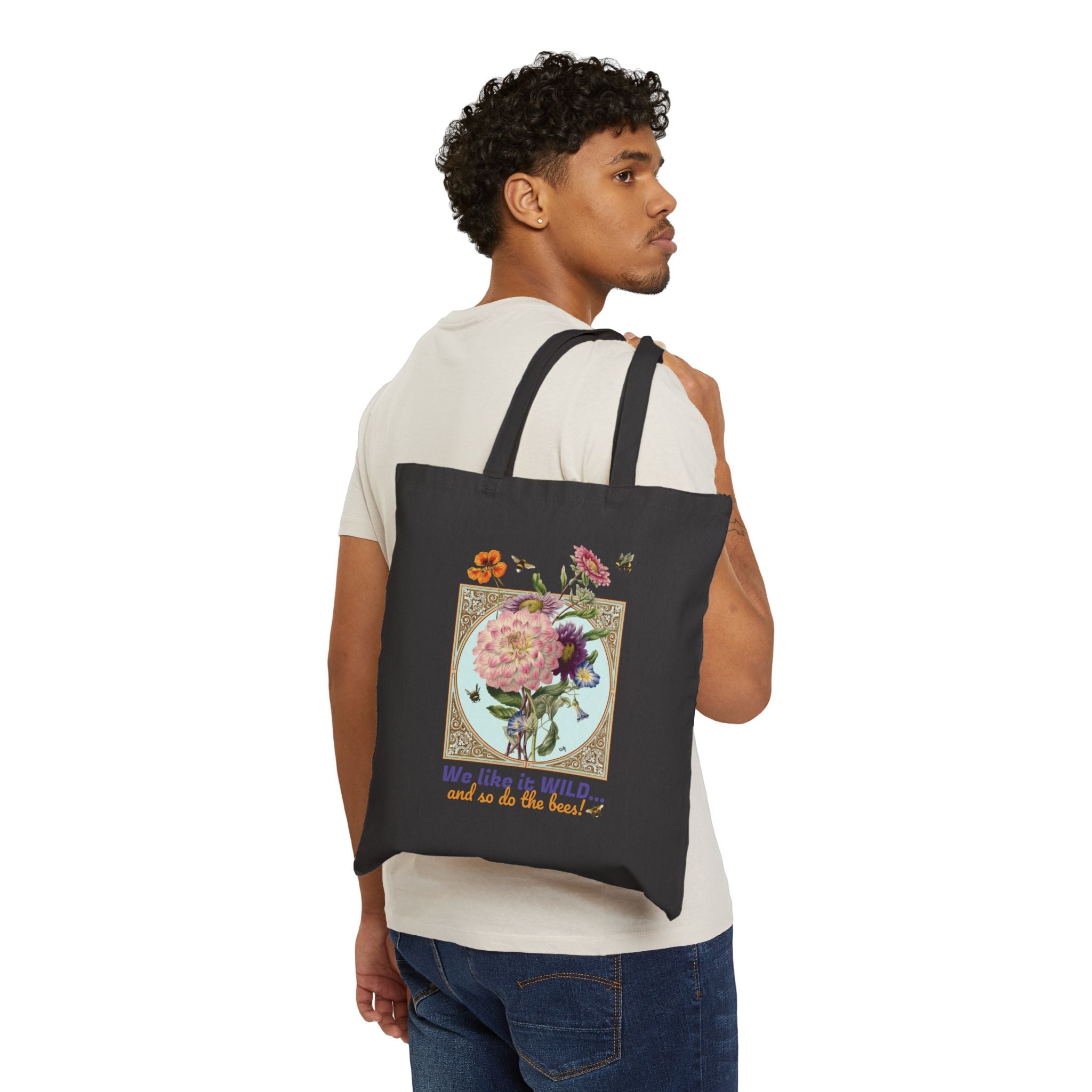 Tote Bag — Vintage Floral 'We Like It Wild...' Cotton Canvas Tote