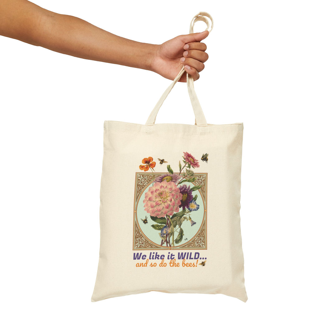 Tote Bag — Vintage Floral 'We Like It Wild...' Cotton Canvas Tote
