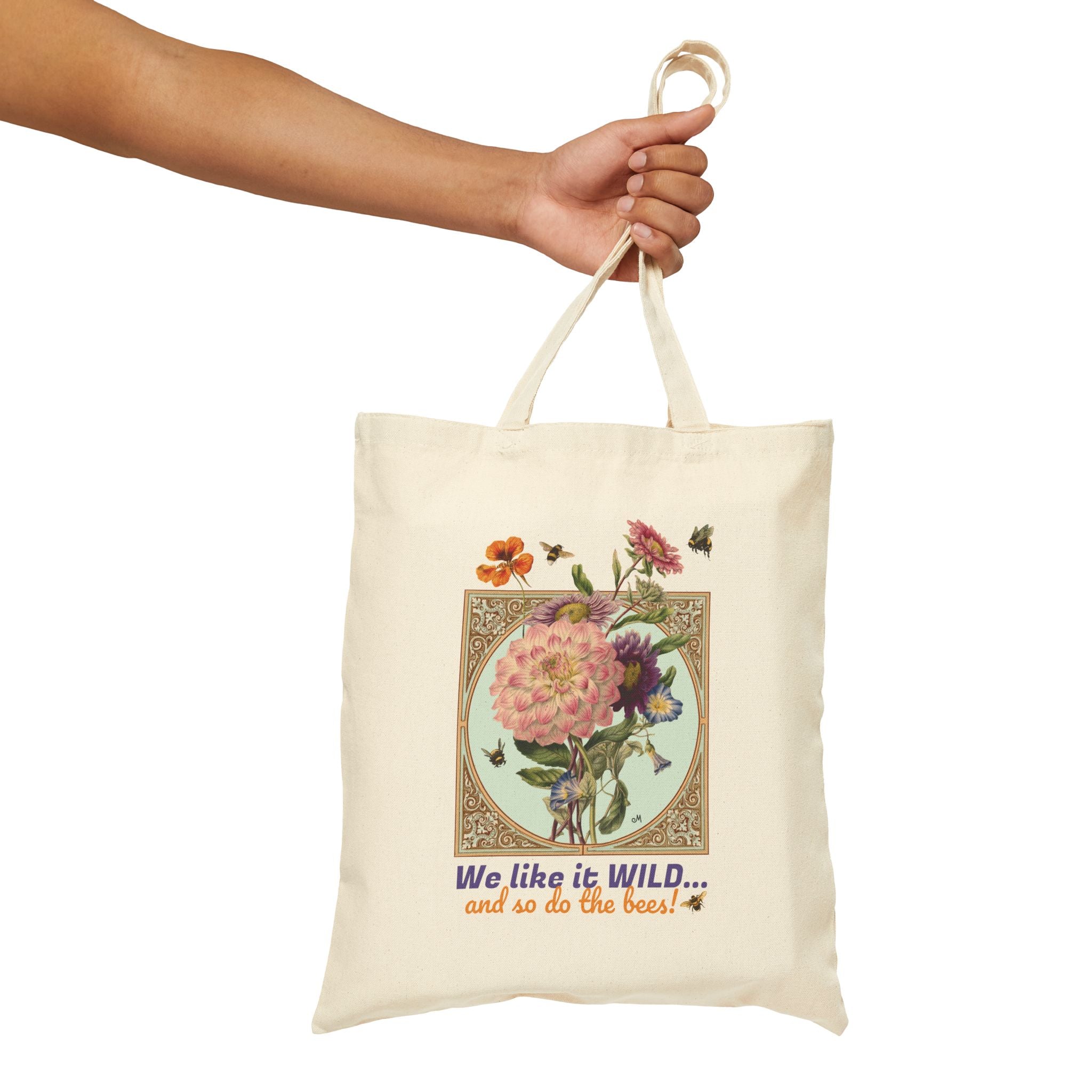 Tote Bag — Vintage Floral 'We Like It Wild...' Cotton Canvas Tote