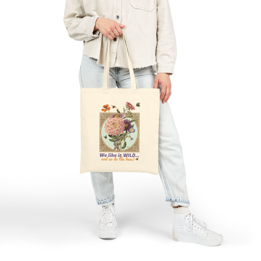 Tote Bag — Vintage Floral 'We Like It Wild...' Cotton Canvas Tote