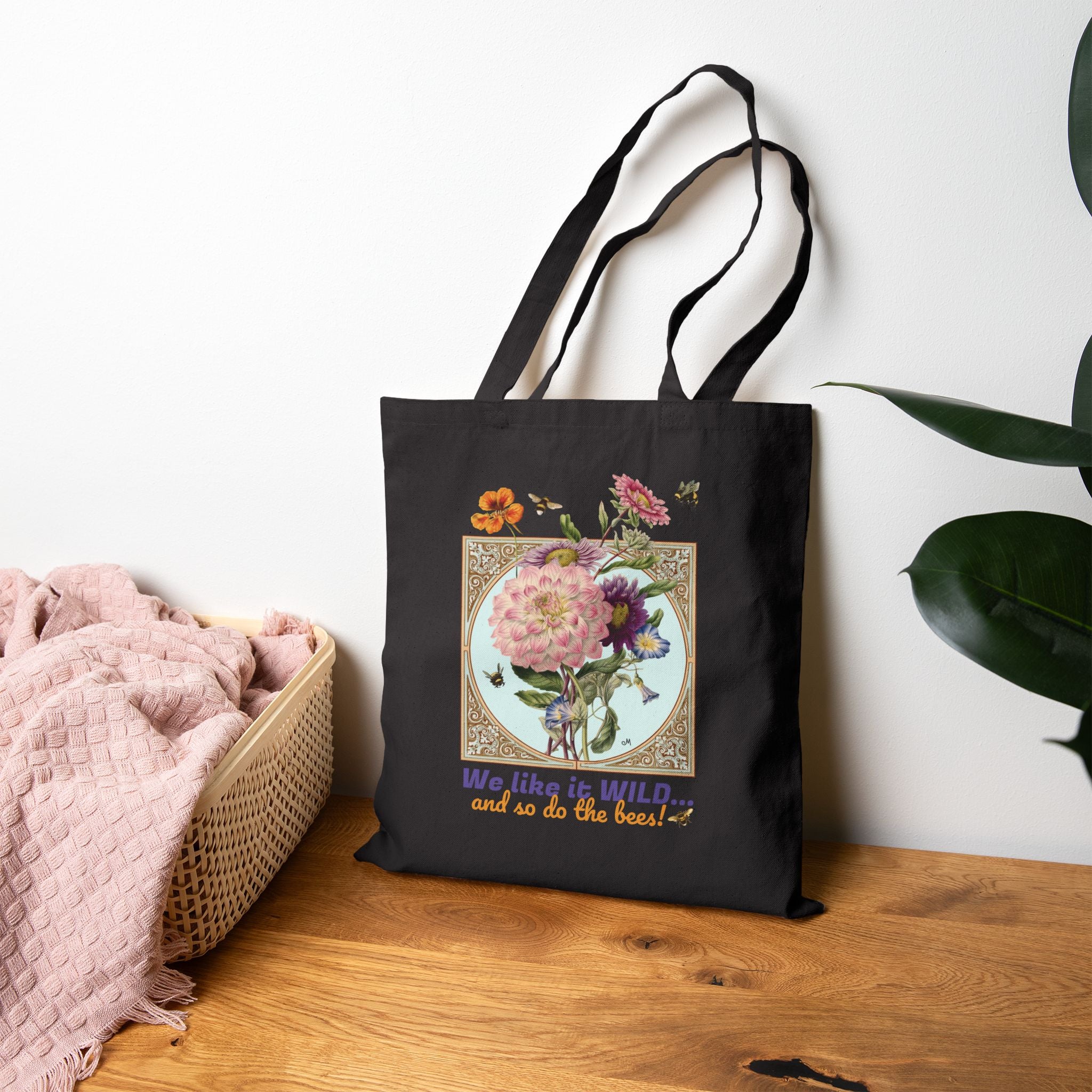 Tote Bag — Vintage Floral 'We Like It Wild...' Cotton Canvas Tote