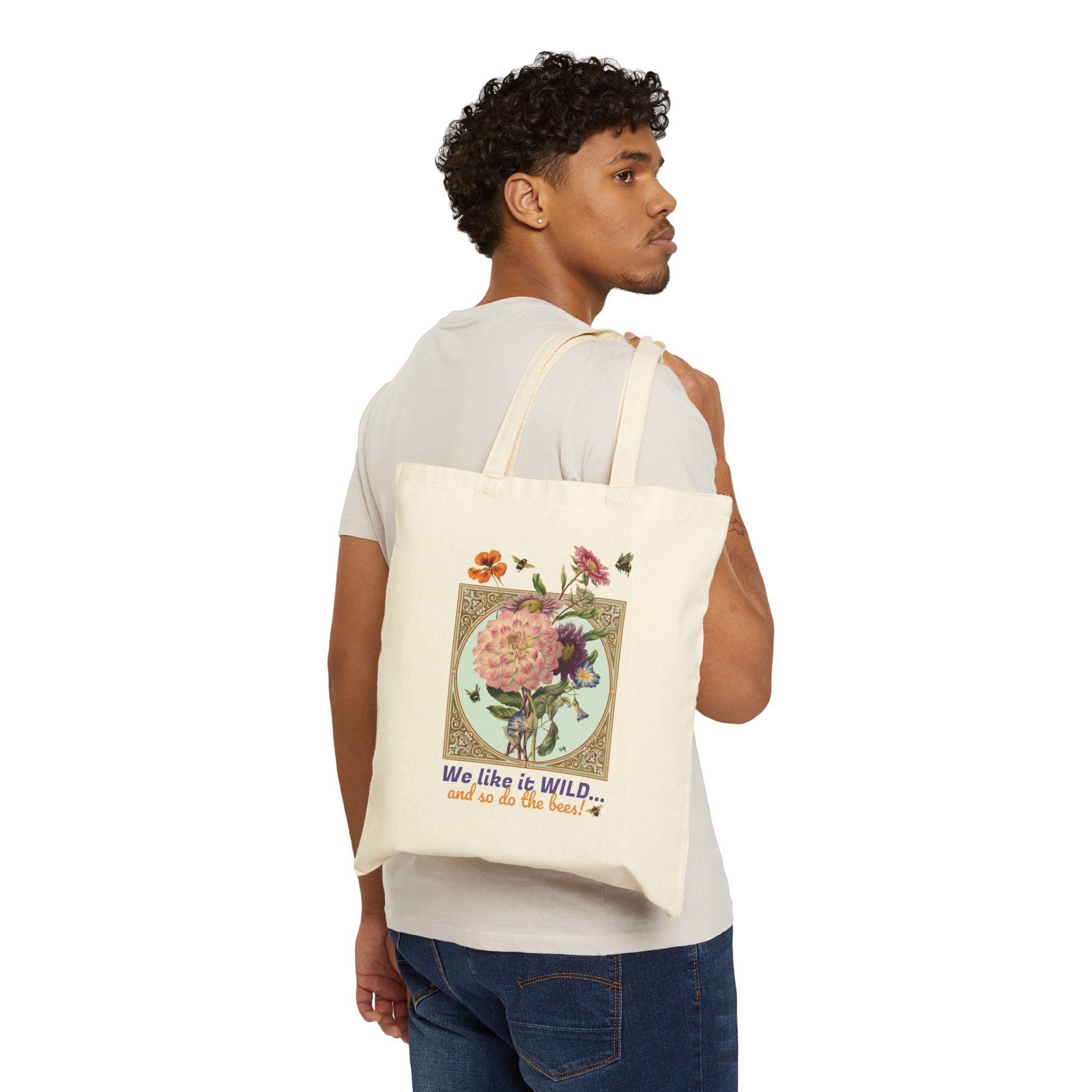 Tote Bag — Vintage Floral 'We Like It Wild...' Cotton Canvas Tote